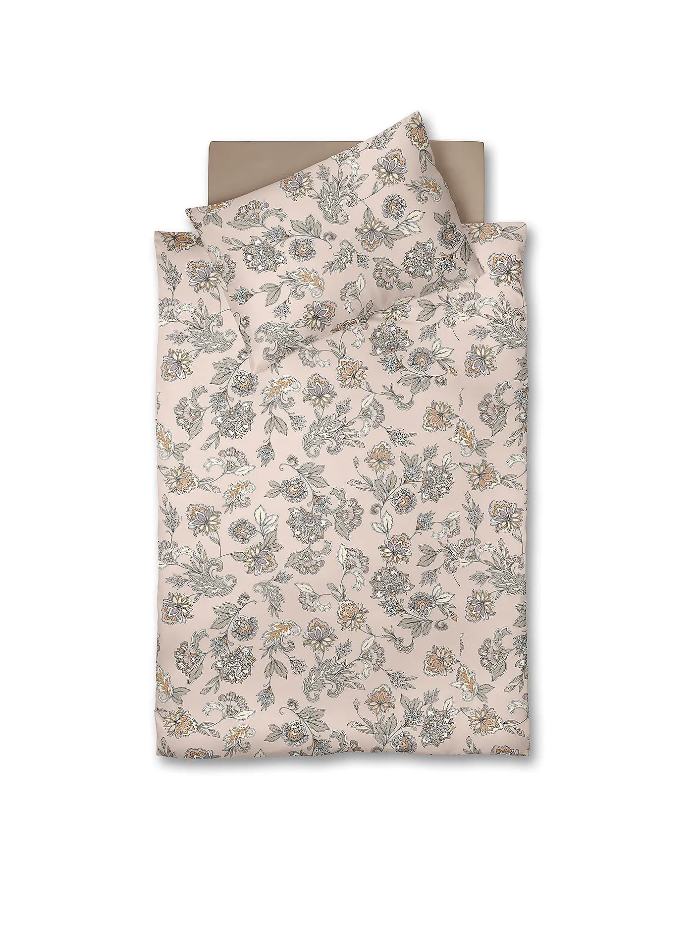 FLEURESSE | Satin Bettwäsche MODERN GARDEN B 70x90cm/140x220cm Sandstone | 
